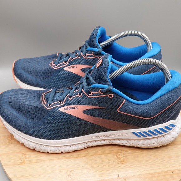 Brooks Shoes Women's 12 Transcend 7 Blue Peach Running Athletic Sneakers Flaws - Picture 1 of 11